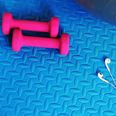 BalanceFrom Fitness 24 SqFt Interlocking EVA Foam Exercise Mat Tiles, Blue(Used)
