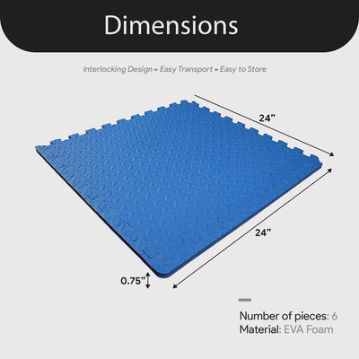 BalanceFrom Fitness 24 Sq Ft Interlocking EVA Foam Exercise Mat Tiles, Blue