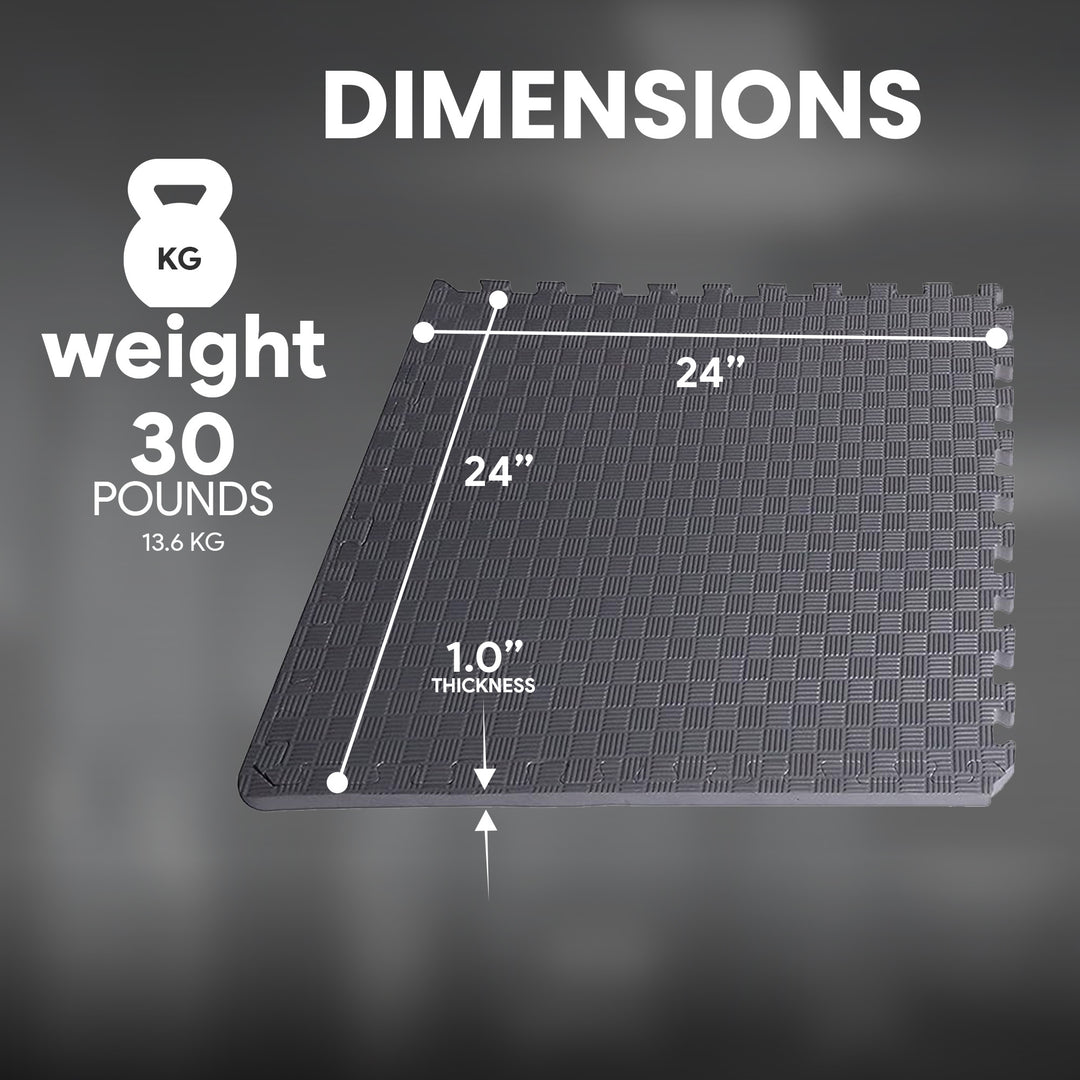 BalanceFrom Fitness 24 Sq Ft Interlocking EVA Foam Exercise Mat Tiles,Gray(Used)