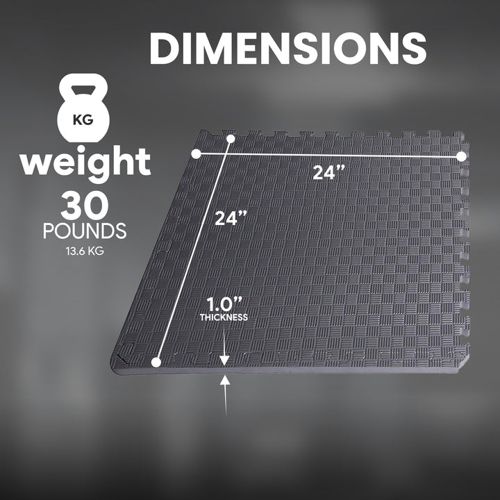 BalanceFrom Fitness 24 Sq Ft Interlocking EVA Foam Exercise Mat Tiles,Gray(Used)