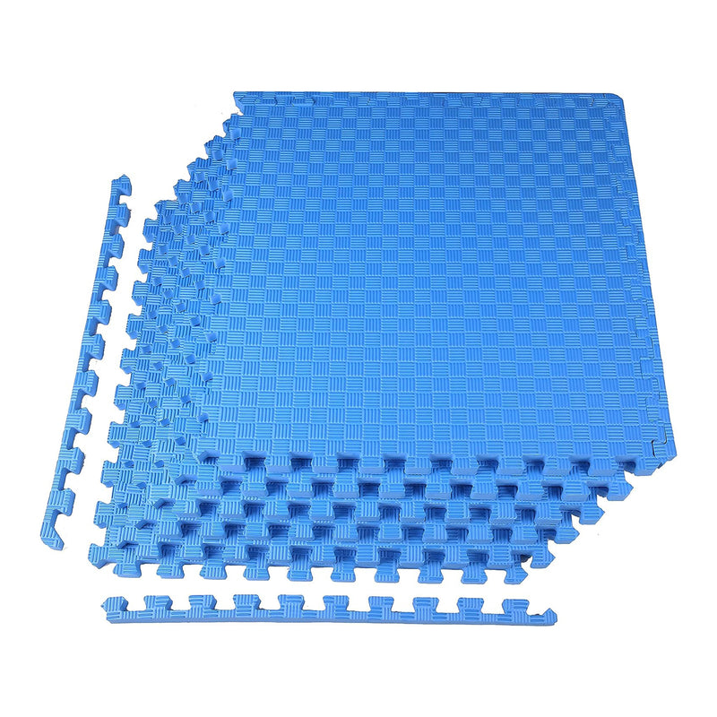 BalanceFrom Fitness 144 Sq Ft EVA Foam Exercise Mat Tiles, Blue (Open Box)