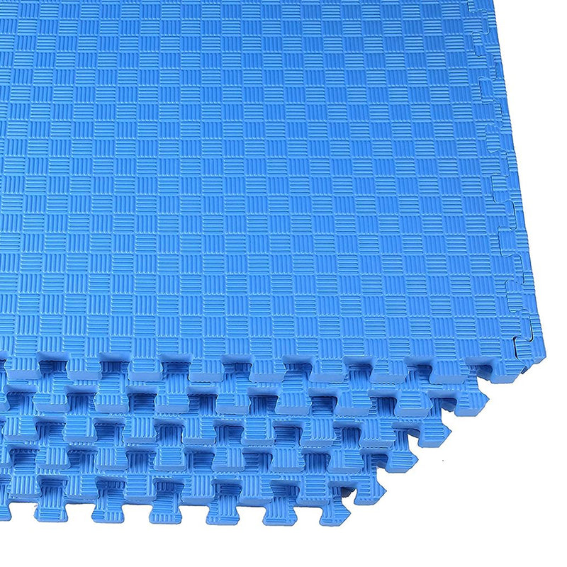BalanceFrom Fitness 144 Sq Ft Interlocking EVA Foam Exercise Mat Tiles, Blue
