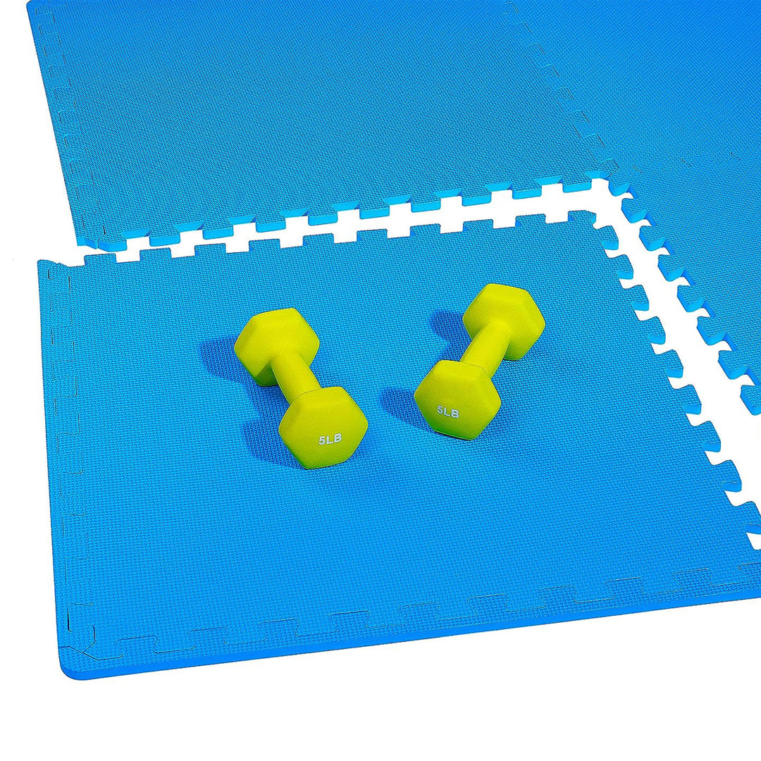 BalanceFrom Fitness 144 Sq Ft EVA Foam Exercise Mat Tiles, Blue (Open Box)