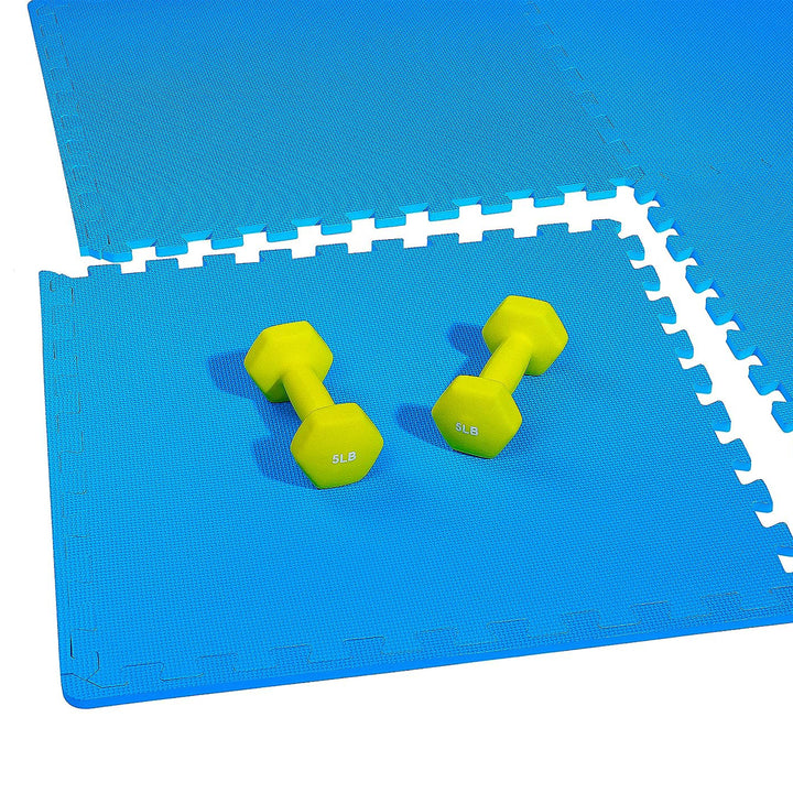 BalanceFrom Fitness 144 Sq Ft EVA Foam Exercise Mat Tiles, Blue (Open Box)