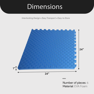 BalanceFrom Fitness 24 Sq Ft Interlocking EVA Foam Exercise Mat Tiles, Blue - VMInnovations