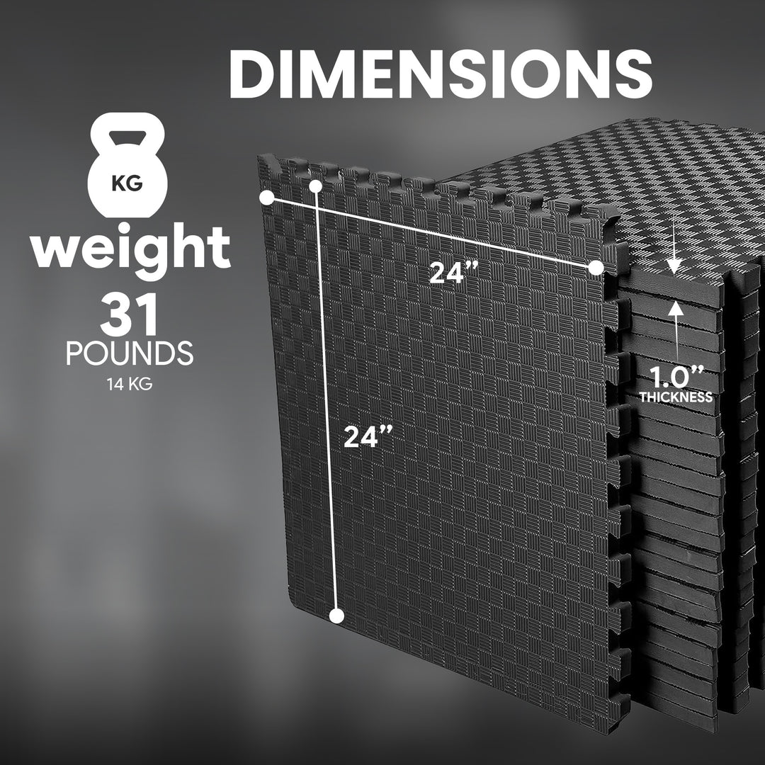 BalanceFrom 72 Sq Ft Interlocking EVA Foam Exercise Mat Tiles, Black (For Parts) - VMInnovations
