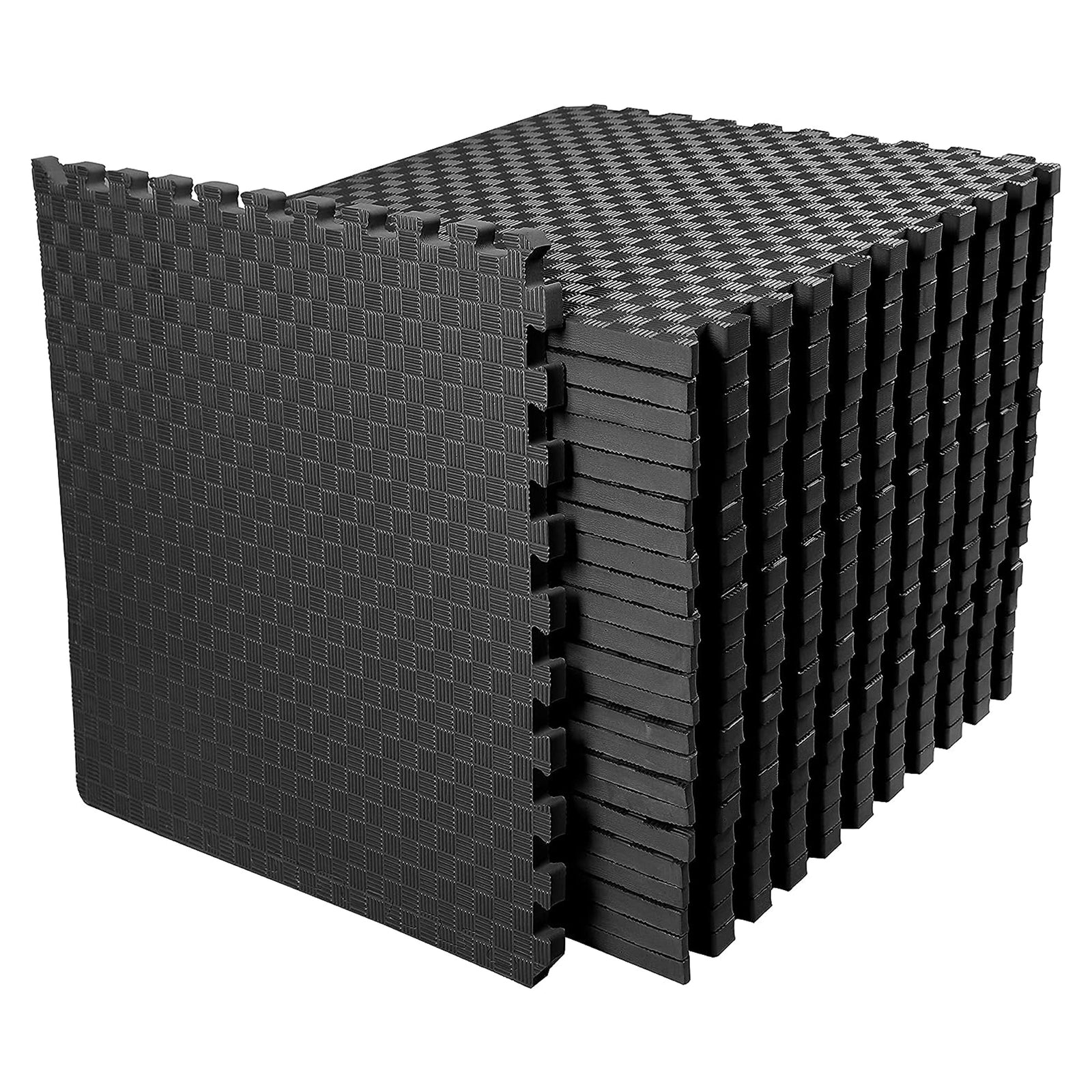 BalanceFrom Fitness 72 Sq Ft Interlocking EVA Foam Exercise Mat Tiles, Black - VMInnovations