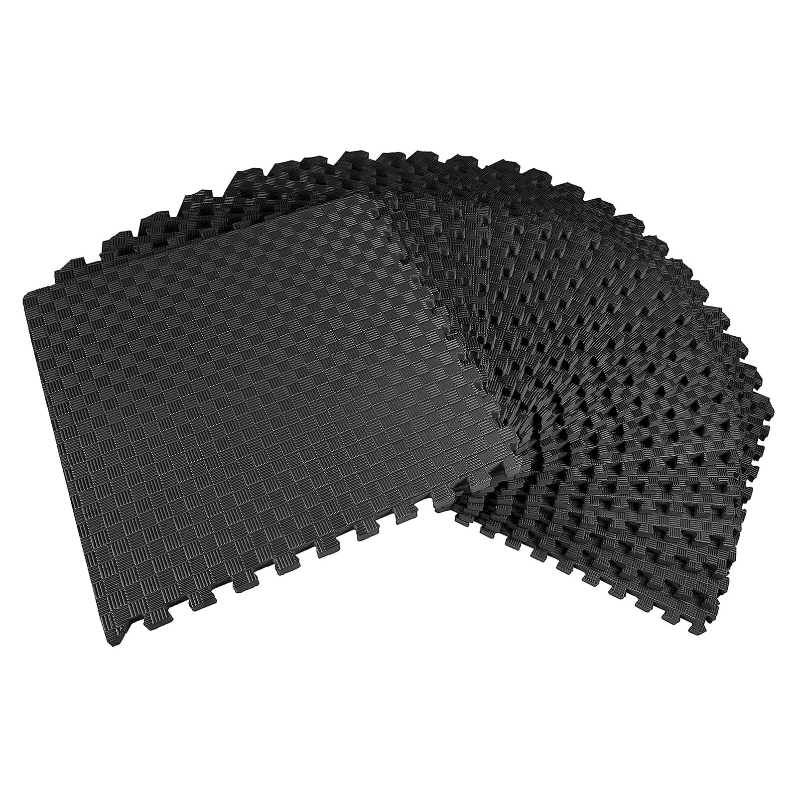 BalanceFrom Fitness 72 Sq Ft Interlocking EVA Foam Exercise Mat Tiles, Black - VMInnovations