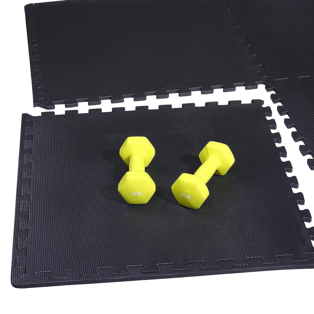 BalanceFrom Fitness 72 Sq Ft EVA Foam Exercise Mat Tiles, Black (Open Box) - VMInnovations