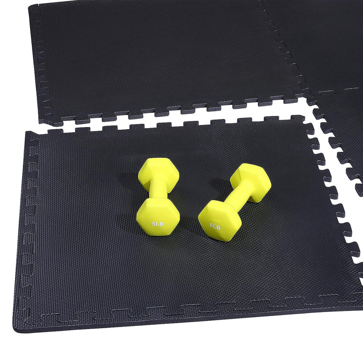 BalanceFrom Fitness 72 Sq Ft EVA Foam Exercise Mat Tiles, Black (Open Box) - VMInnovations