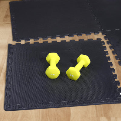 BalanceFrom Fitness 72 Sq Ft EVA Foam Exercise Mat Tiles, Black (Open Box)