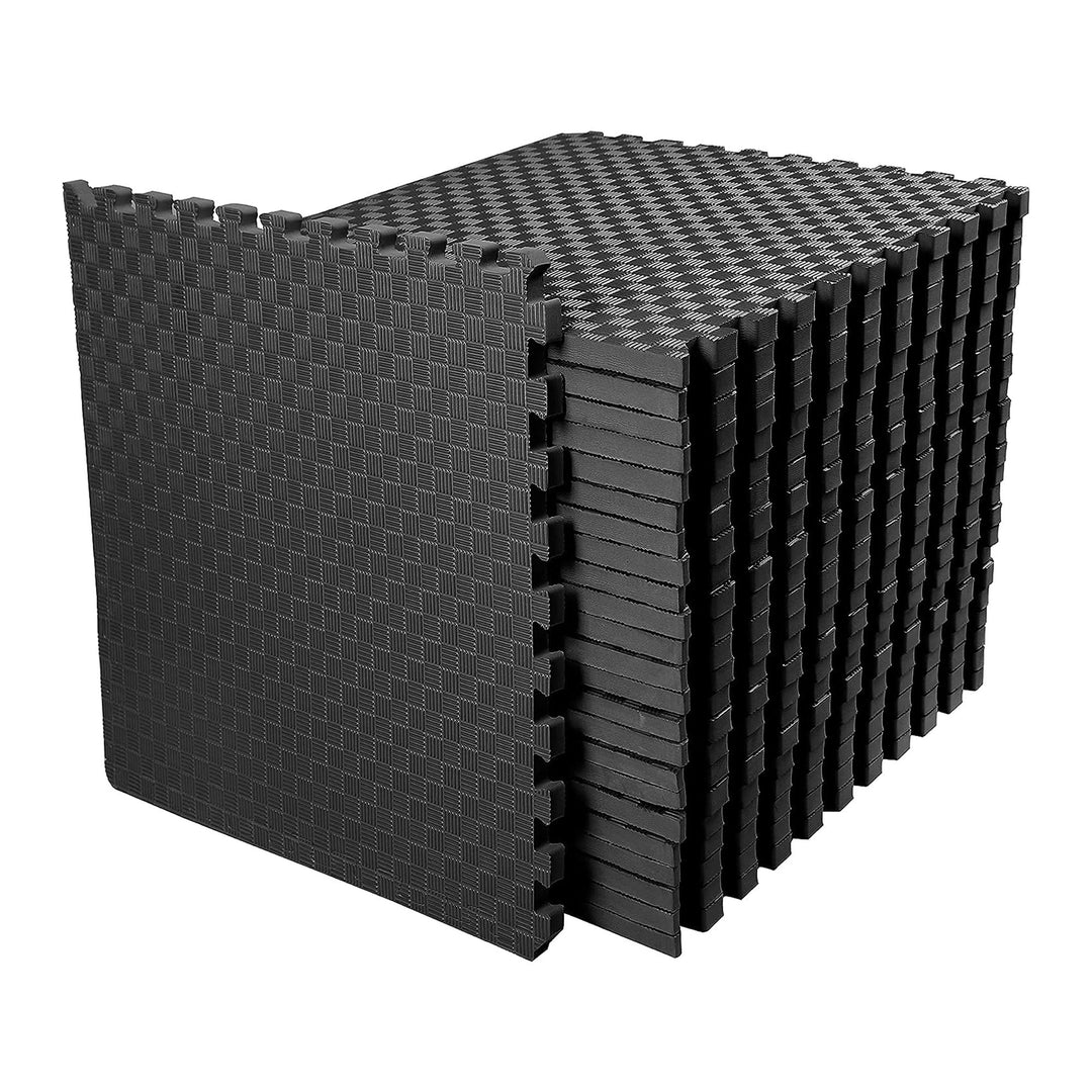 BalanceFrom Fitness 72 Sq Ft Interlocking EVA Foam Exercise Mat Tiles, Black