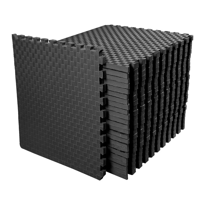 BalanceFrom Fitness 72 Sq Ft Interlocking EVA Foam Exercise Mat Tiles, Black
