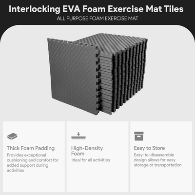 BalanceFrom Fitness 72 Sq Ft Interlocking EVA Foam Exercise Mat Tiles,Gray(Used)