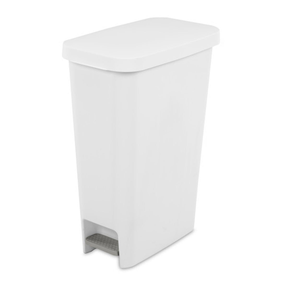 Sterilite 11 Gal. Slim Hands Free Portable Wastebasket Trash Can, White (4 Pack)