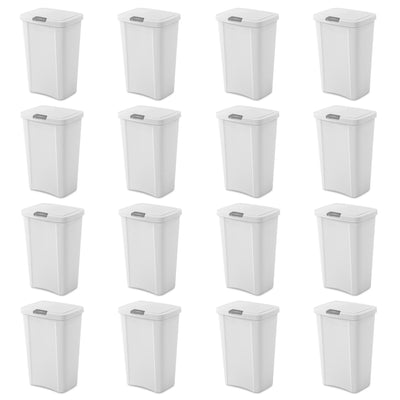 Sterilite 13 Gallon TouchTop Wastebasket with Titanium Latch, White (16 Pack)