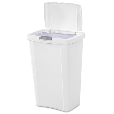 Sterilite 13 Gallon TouchTop Wastebasket with Titanium Latch, White (16 Pack)