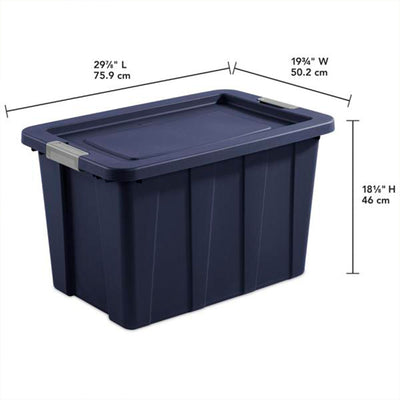 Sterilite Tuff1 30 Gallon Plastic Storage Tote Bin w/Latching Lid, Blue (4 Pack)