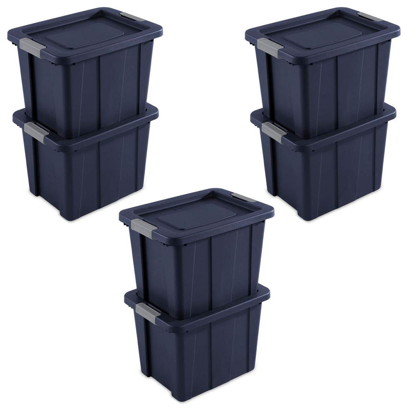 Sterilite 18 Gal Latching Tuff1 Stackable Storage Tote with Latching Lid, 6 Pack