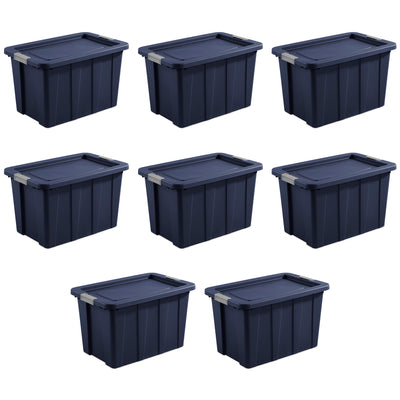 Sterilite Tuff1 30 Gallon Plastic Storage Tote Bin w/Latching Lid, Blue (8 Pack)