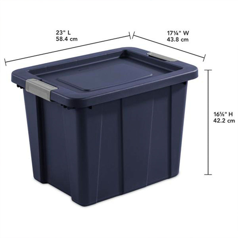 Sterilite Tuff1 18 Gal Plastic Storage Tote Bin w/ Latching Lid, Blue (18 Pack)