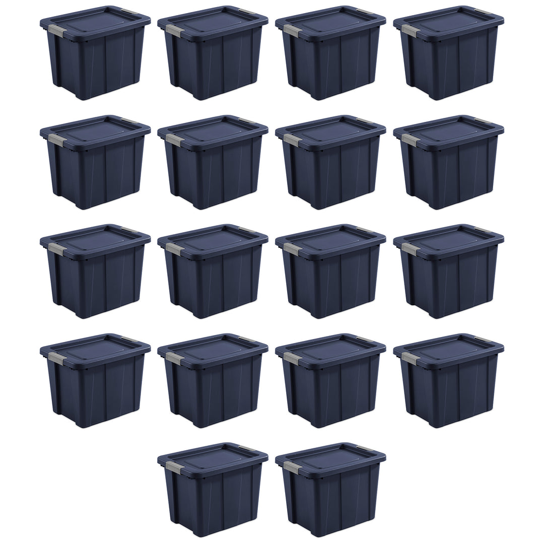 Sterilite Tuff1 18 Gal Plastic Storage Tote Bin w/ Latching Lid, Blue (18 Pack)