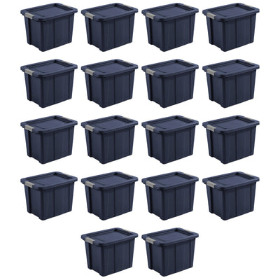 Sterilite Tuff1 18 Gal Plastic Storage Tote Bin w/ Latching Lid, Blue (18 Pack)