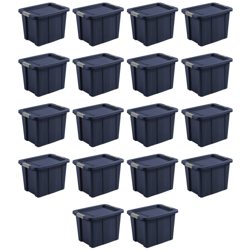 Sterilite Tuff1 18 Gal Plastic Storage Tote Bin w/ Latching Lid, Blue (18 Pack)