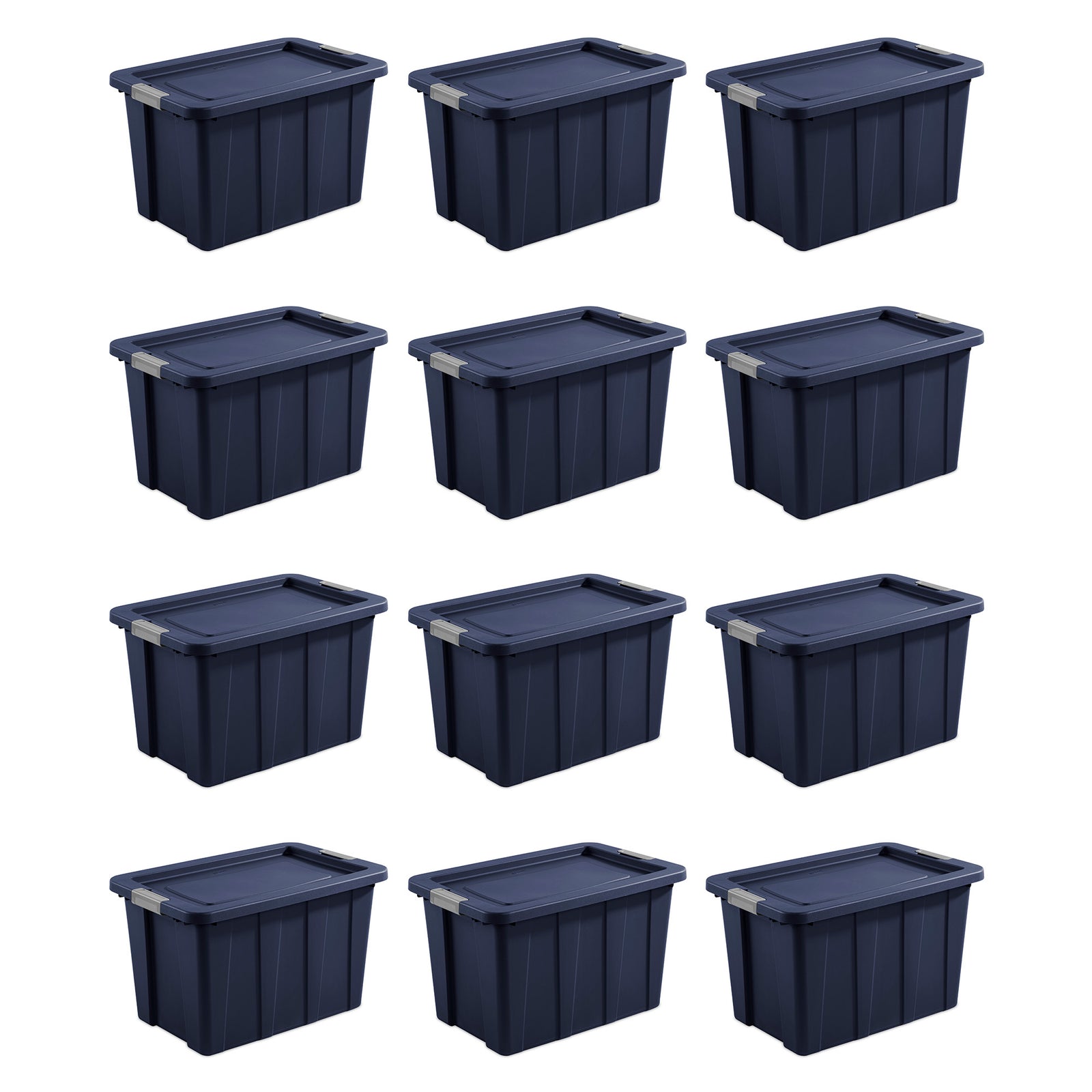 Sterilite Tuff1 30 Gal Plastic Storage Tote Bin w/ Latching Lid, Blue (12 Pack) - VMInnovations