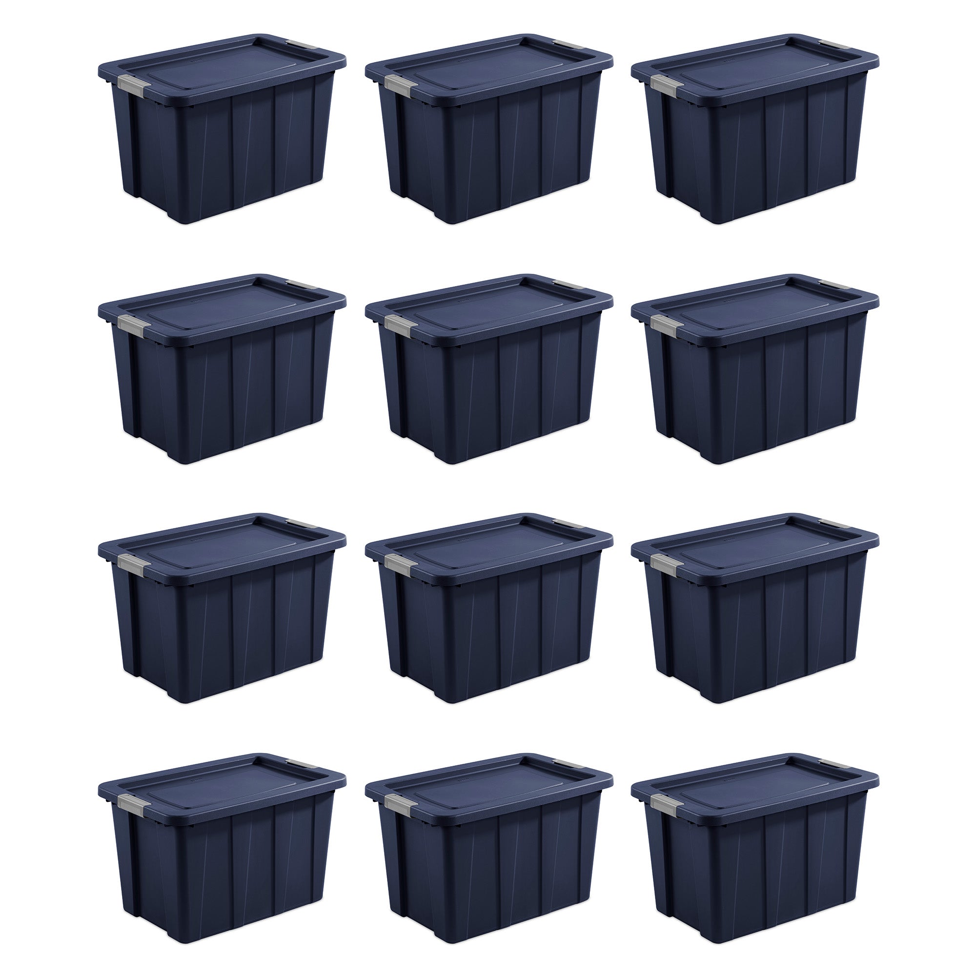 Sterilite Tuff1 30 Gal Plastic Storage Tote Bin w/ Latching Lid, Blue (12 Pack) - VMInnovations