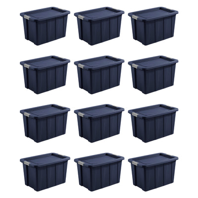 Sterilite Tuff1 30 Gal Plastic Storage Tote Bin w/ Latching Lid, Blue (12 Pack) - VMInnovations