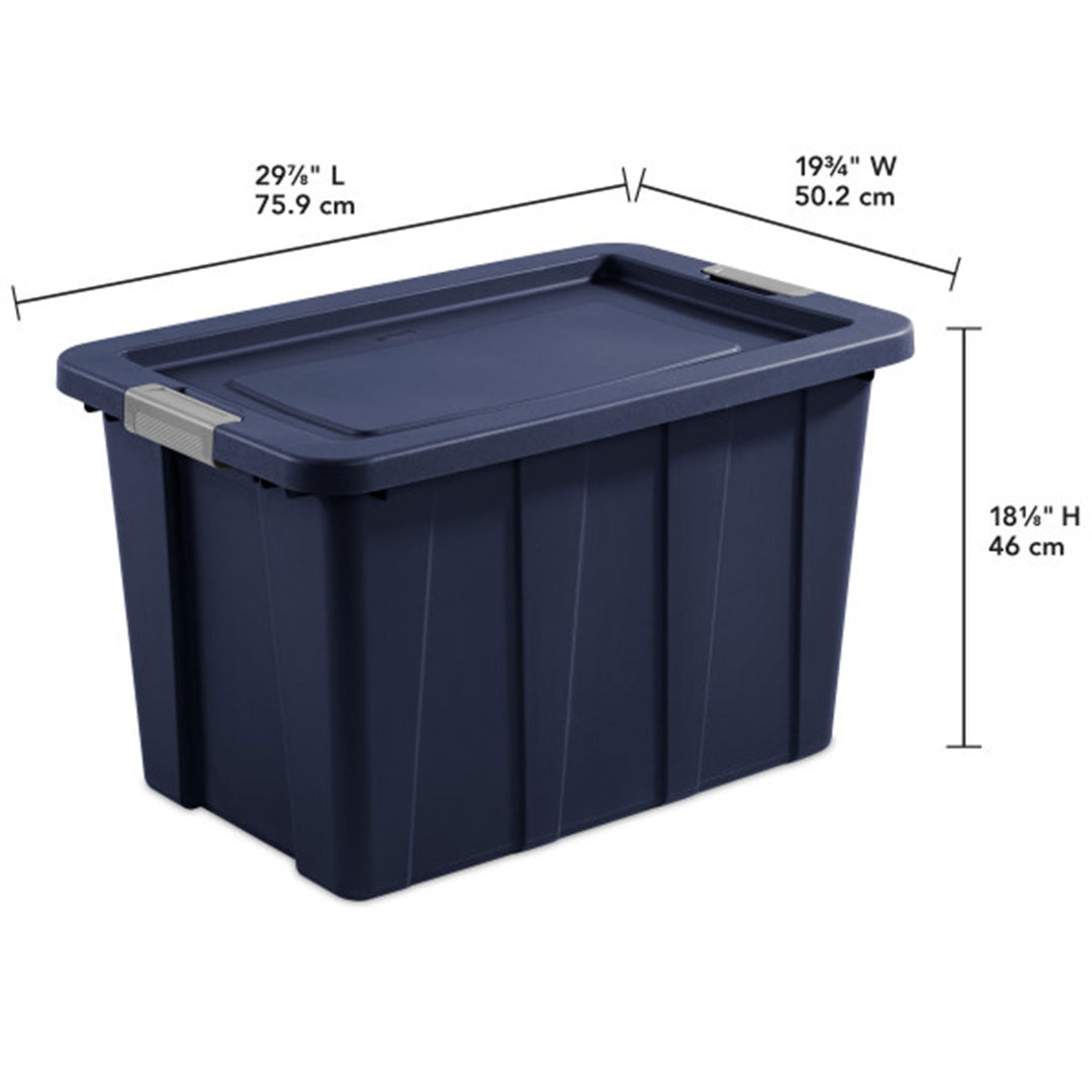 Sterilite Tuff1 30 Gal Plastic Storage Tote Bin w/ Latching Lid, Blue (12 Pack)