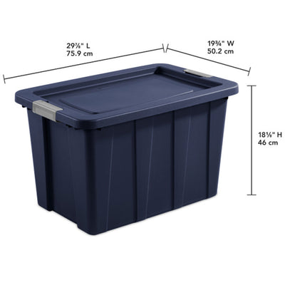 Sterilite Tuff1 30 Gal Plastic Storage Tote Bin w/ Latching Lid, Blue (12 Pack) - VMInnovations