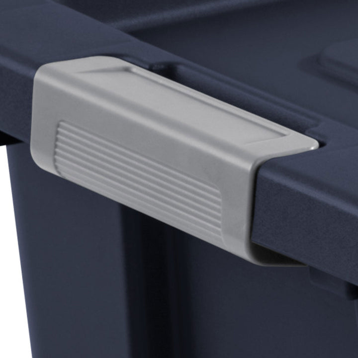 Sterilite Tuff1 30 Gallon Plastic Storage Tote Bin w/Latching Lid, Blue (4 Pack)