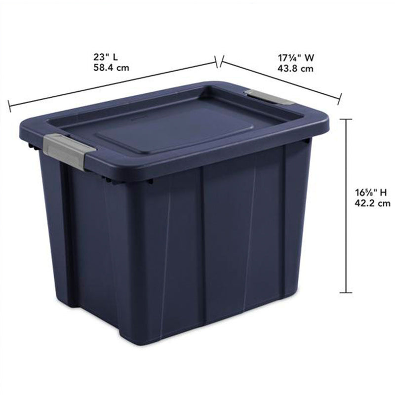 Sterilite Tuff1 18 Gal Plastic Storage Tote Bin w/Latching Lid, Blue (24 Pack)