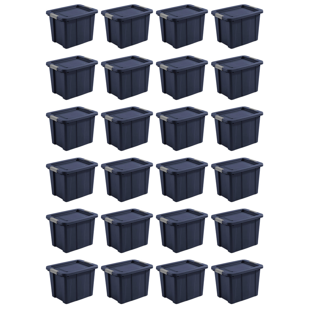 Sterilite Tuff1 18 Gal Plastic Storage Tote Bin w/Latching Lid, Blue (24 Pack)