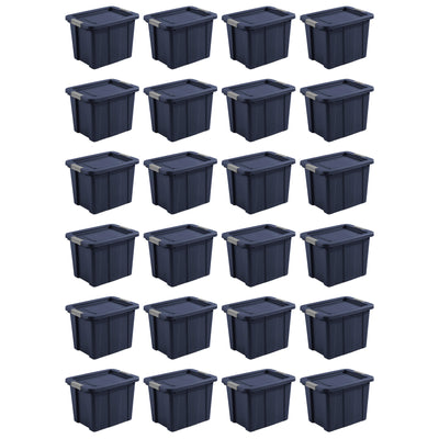 Sterilite Tuff1 18 Gal Plastic Storage Tote Bin w/Latching Lid, Blue (24 Pack)