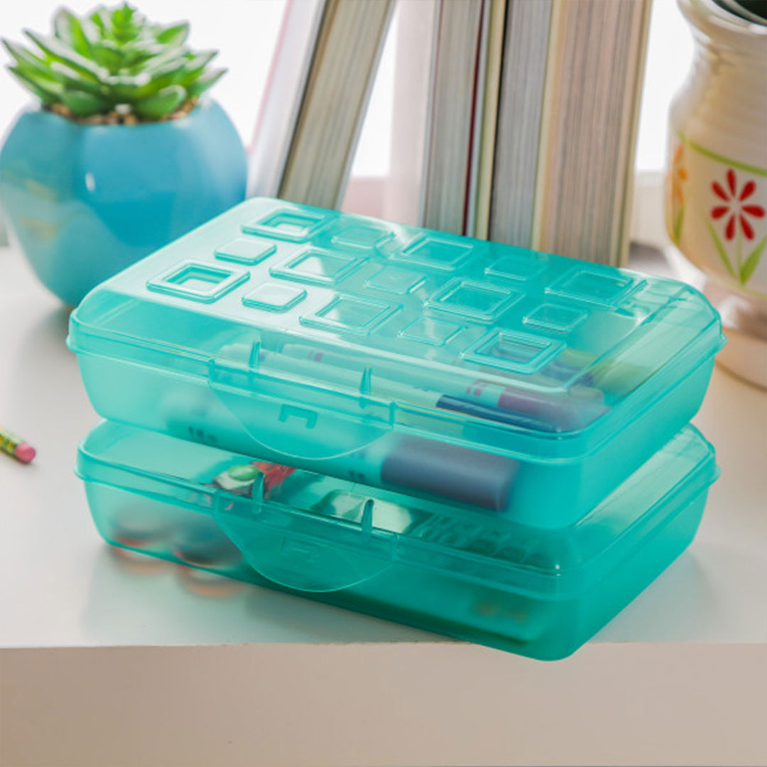 Sterilite Translucent Pencil Case School Supply Storage Box, Blue Tint (24 Pack)