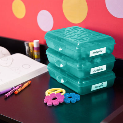 Sterilite Translucent Pencil Case School Supply Storage Box, Blue Tint (24 Pack) - VMInnovations