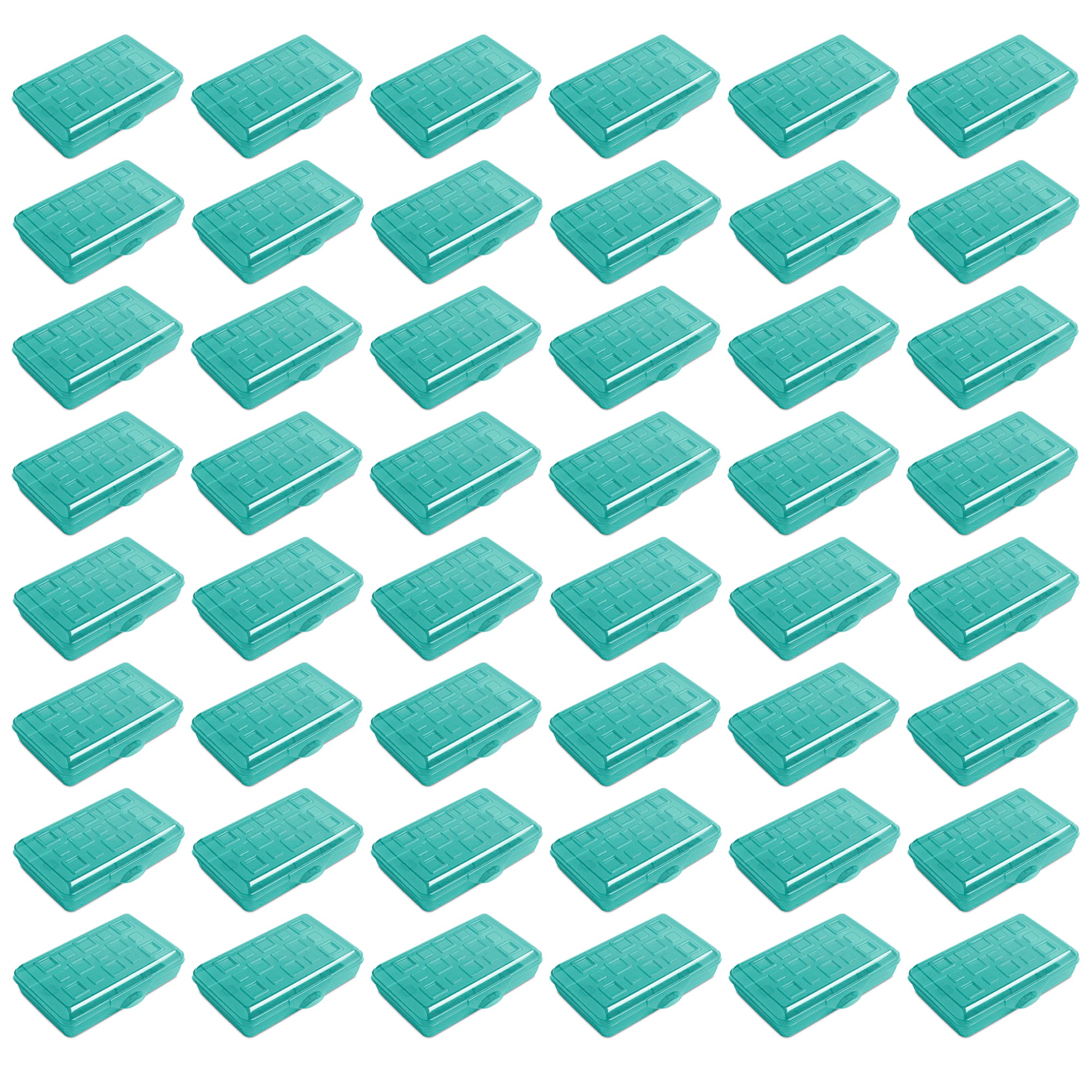 Sterilite Translucent Pencil Case School Supply Storage Box, Blue Tint (48 Pack)