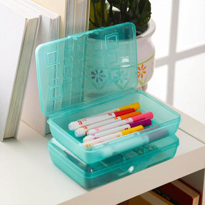 Sterilite Translucent Pencil Case School Supply Storage Box, Blue Tint (48 Pack)