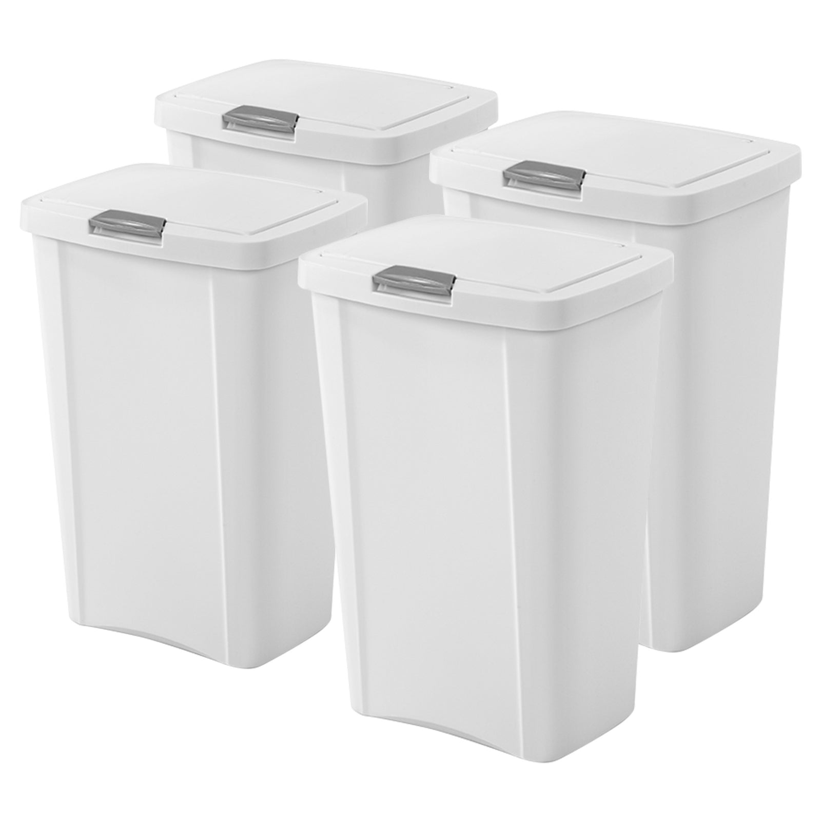 Sterilite 13 Gallon TouchTop Wastebasket with Titanium Latch, White (4 Pack) - VMInnovations