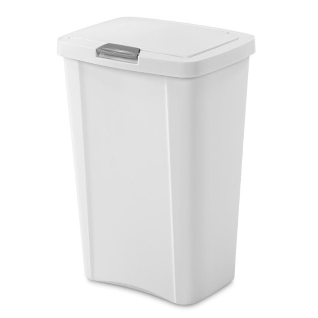 Sterilite 13 Gallon TouchTop Wastebasket with Titanium Latch, White (4 Pack)