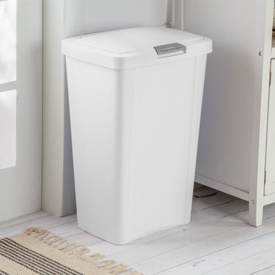 Sterilite 13 Gallon TouchTop Wastebasket with Titanium Latch, White (12 Pack) - VMInnovations