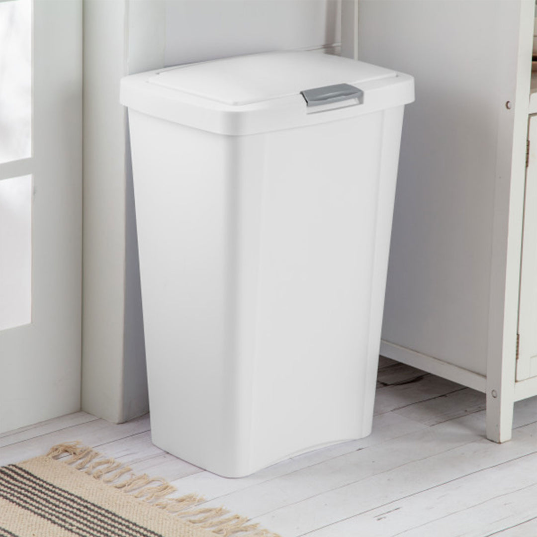 Sterilite 13 Gallon TouchTop Wastebasket with Titanium Latch, White (8 Pack) - VMInnovations