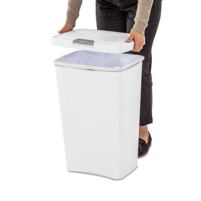 Sterilite 13 Gallon TouchTop Wastebasket with Titanium Latch, White (12 Pack)