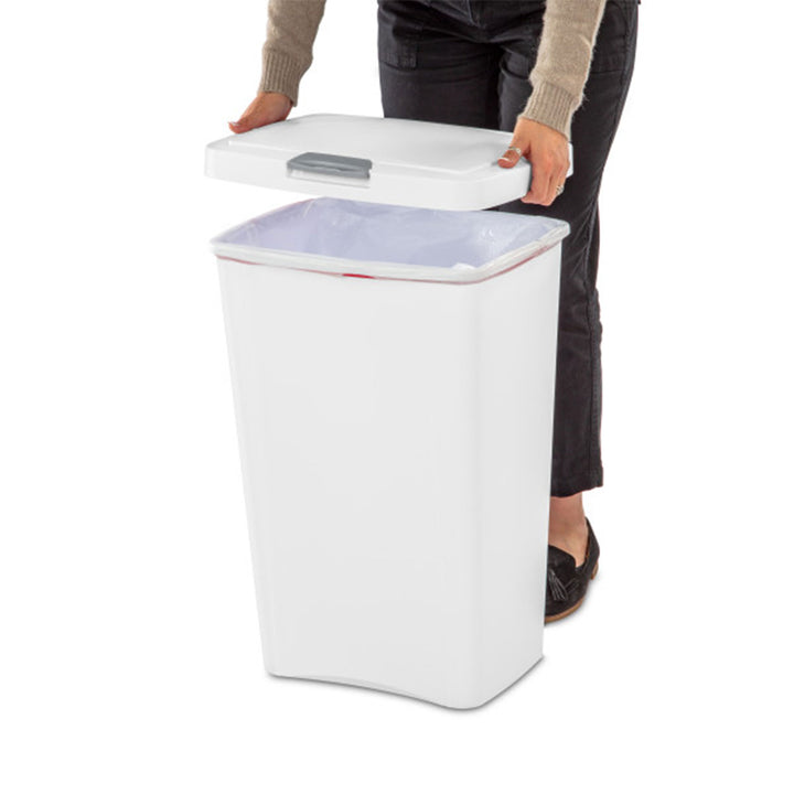 Sterilite 13 Gallon TouchTop Wastebasket with Titanium Latch, White (8 Pack) - VMInnovations