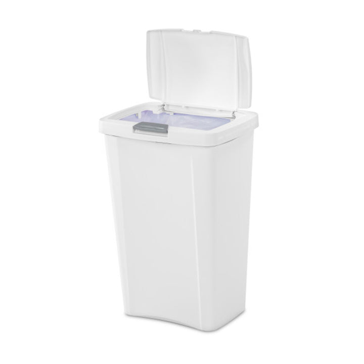 Sterilite 13 Gallon TouchTop Wastebasket with Titanium Latch, White (4 Pack)