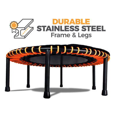 LEAPS & REBOUNDS 48" Adjustable Stability Bar w/ 48" Fitness Trampoline, Orange - VMInnovations
