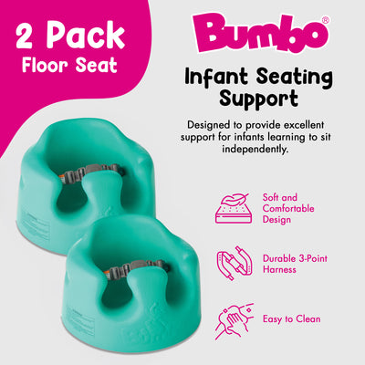 Bumbo Baby Soft Foam Wide Floor Seat w/3 Point Adjustable Harness, Aqua (2 Pack) - VMInnovations